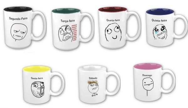 Conjunto Canecas em dois tons - Dias da semana